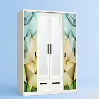 Armoires métalliques de qualité industrielle, design moderne à 4 portes avec miroir, armoire de chambre à coucher
