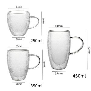 Vente en gros en vrac de tasses à expresso en verre à double paroi en borosilicate transparent de 250/350/450 ml, fabriquées à la <span class=keywords><strong>main</strong></span> - Product Image 2