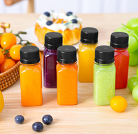 2oz Contenants de presse-agrumes carrés vides en plastique PET transparent sans Bpa jetables Bouteille de boisson pour jus de thé