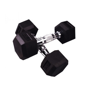 40lbs Stainless Steel Hexagon Shape Full Rubber Coat Gym <b>Free</b> <b>Weight</b> Hex Dumbbell Set for Home Use - Product Image 2