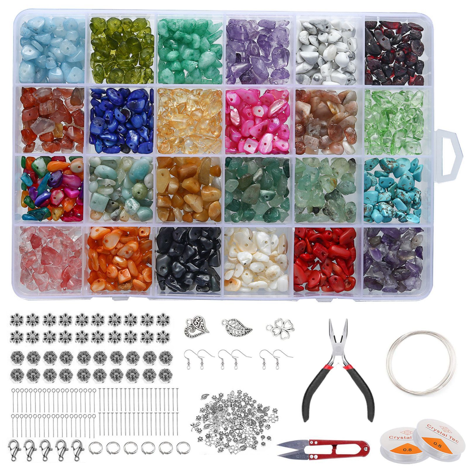 Hot Selling DIY Jewelry Making Tools Kit Colorful Natural Stone Crystal Beads Set for Bracelets/Earrings