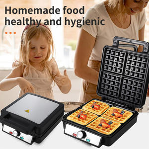 <span class=keywords><strong>Gaufrier</strong></span> extra large à plaque épaisse antiadhésive 1200W personnalisé Machine belge à fabriquer 4 tranches d'acier inoxydable pour le petit-déjeuner - Product Image 2