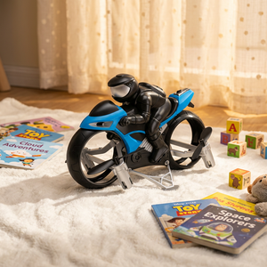 Moto volante télécommandée 2-en-1 tout-terrain et aérienne, avec évitement d'obstacles, retour automatique et rotation à 360 degrés - Product Image 3