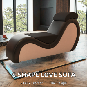 Silla de amor en forma de S de cuero sintético, sofá cama de una plaza, diseño moderno, marca HENGJIU para uso en apartamentos o villas de hotel - Product Image 2