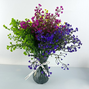 Ramo Pequeño de Saliegas Doradas de 35 cm, Flores Artificiales de Plástico Rojo Púrpura, Decoración para el Hogar, Accesorios para Bodas - Product Image 2