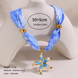 Europäisch-amerikanischer Retro-Nischen-Design-Anhänger mit Leopardenmuster aus 18K Gold Edelstahl, hochwertige Seidenschal-Halskette - Product Image 6