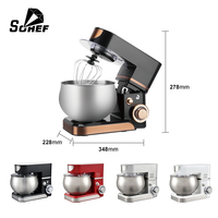 Batteur sur socle électrique SOHEF 1300W conforme aux normes ROHS FDA CE ETL avec bol en acier inoxydable pour boulangeries, pétrin alimentaire et pour pâte 5L pour la maison