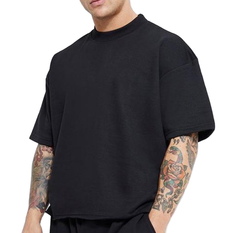 Hochwertige übergroße schwere Unisex-Baumwolle boxy individuell geschnittenes und genähtes T-Shirt boxy Streetwear schlichtes T-Shirt zugeschnittenes T-Shirt Herren