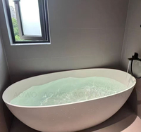 Baignoire autoportante en pierre artificielle blanche, profondeur de trempage 1,7 m, baignoires à remous, salle de bain, baignoire solide pour la maison