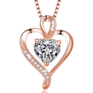Collar con Colgante <span class=keywords><strong>de</strong></span> Corazón Estilo Coreano, Chapado en Oro <span class=keywords><strong>de</strong></span> 18K, Cadena <span class=keywords><strong>de</strong></span> Caja, Joyería para Uso Diario, Exquisita Joyería <span class=keywords><strong>de</strong></span> Plata para Mujer - Product Image 4