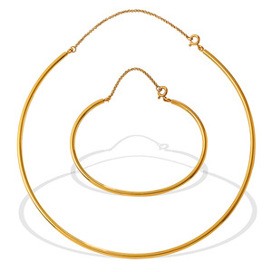 C Shaped Adjustable Gold <b>Bracelet</b> Choker <b>Set</b> Stainless Steel Minimalist Jewelry Unisex Fashion Accessory - Product Image 5