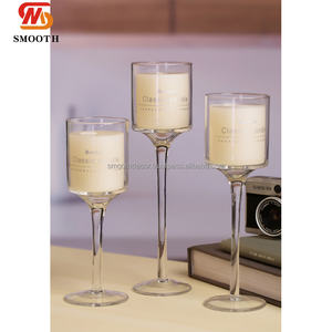 Prix d'usine SMOOTH, 3 pièces, candélabre en cristal, design miroir, 20-26 cm, centre de table en verre transparent pour décoration de mariage - Product Image 2