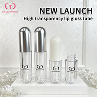 Tube de brillant à lèvres vide rechargeable en forme de capsule avec capuchon électroplaqué en ABS, emballage cosmétique liquide pour maquillage, logo personnalisé OEM