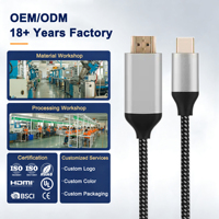 Cable trenzado USB-C a HDMI 2.0 de 0.5M, 1M, 1.5M, 1.8M, 2M, Tipo C a HDMI 4K 60Hz