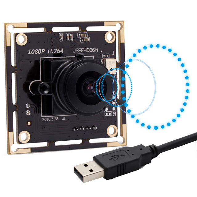 H.264 2MP IMX323 0.01Lux Low Light Camera 30fps 180 Degree Wide Angle Fisheye Lens USB Camera Module with Microphone