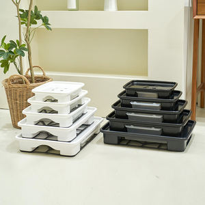 Plafarm – Sous-plat rectangulaire noir résistant à la décoloration pour pot de fleurs, plateau à plantes en plastique robuste avec réservoir d'eau, pour extérieur, balcon, jardin - Product Image 3