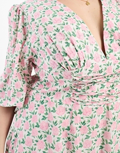 Escote en V Mangas Voluminosas Ojo de Cerradura Espalda Alto Bajo Dobladillo Faldas Curvilíneas Vestido de talla grande para <span class=keywords><strong>mujer</strong></span> - Product Image 2
