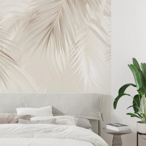 Papel Tapiz de PVC con Diseño de Hojas de Palma Beige Estilo Bohemio, Mural Personalizado en Tonos Tierra Neutros para Decoración de Paredes de Dormitorios y Salas de Estar, Fácil de Instalar - Product Image 6