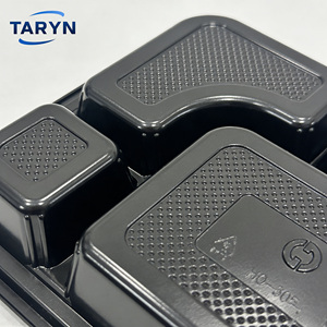 Boîte à lunch bento à emporter avec 5 compartiments, emballage alimentaire en plastique jetable avec couvercle transparent - Product Image 6