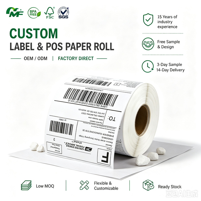 Wholesale Blank White 4*6 Direct Thermal Barcode Paper Labels Sticker Rolls