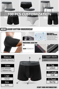 Calzoncillos para hombre, fabricante de ropa interior, 100% algodón, láser, logotipo personalizado, transpirable, alta calidad, ropa interior masculina, bragas con venta al por mayor - Product Image 6