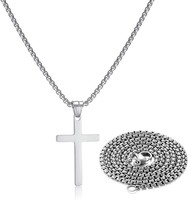 Collier pendentif croix chrétienne religieuse en acier inoxydable Gaovo, 18 pouces, bijoux unisexes simples et élégants pour hommes et femmes, à porter au quotidien
