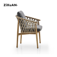 Chaise de table d'extérieur design moderne combinaison bois massif teck rotin pour cour villa chez l'habitant hôtel terrasse jardin loisirs