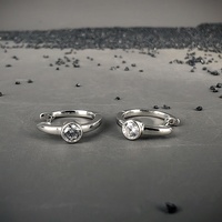 Haute qualité 925 argent Sterling plaqué rhodium Moissanite diamant Huggie boucles d'oreilles cercle à la mode géométrique pour les femmes