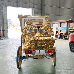 Carruaje Real Escultural Blanco y Dorado, Vehículo Eléctrico sin Caballos para Turismo, Carruaje Real con Caballos en Venta - Product Image 5