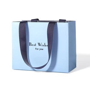 Fresh <b>Blue</b> Best Wishes Square Modern Velvet Lined Jewelry Bangle Ring Earring <b>Storage</b> Gift <b>Box</b> Custom Logo Display Packaging - Product Image 5