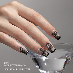 Plaque de tamponnage professionnelle pour ongles <span class=keywords><strong>BBM</strong></span> Unique Floral en acier inoxydable, motifs de feuilles pour l'impression d'art d'ongles - Product Image 6