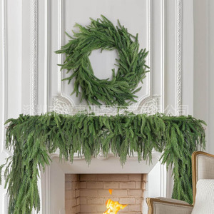 Artificial Pine Needle <b>Wreath</b> 180cm PVC <b>Christmas</b> Garland Wall Hanging Home Decor - Product Image 1