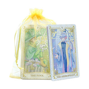 Impression personnalisée bord holographique oracle cartes de tarot français impression premium élégant divin tarot de fille avec jeu de cartes de dessin animé - Product Image 6