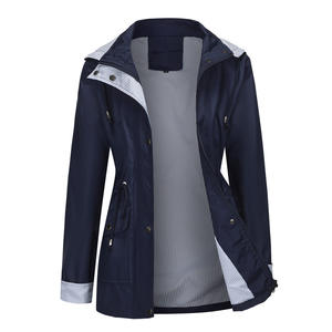 New Autumn Winter Solid Oxford Waterproof Front Logo Women's Plus Size Motorcycle Windbreaker Coat - Product Image 4