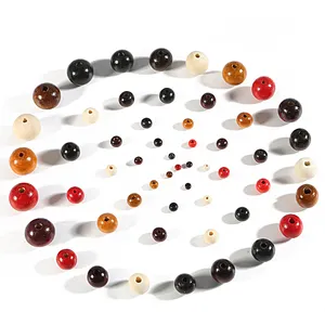 Yiwu Wholesale High Quality Loose Wood Beads Wooden Beads for DIY Women Jewelry Making Beaded Bracelets Necklace Accessories
