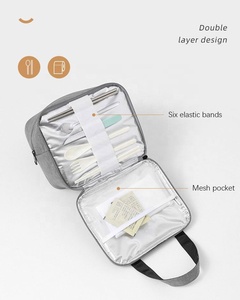 กระเป๋าใส่อาหารเก็บความร้อนทรงสี่เหลี่ยมมีซิปกระเป๋าใส่อาหารปิกนิกเก็บความร้อนสองชั้น - Product Image 2