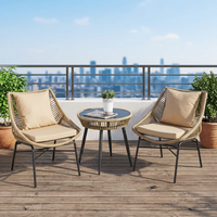 Fauteuil de salon en fil d'olive tissé, nouveau style chinois, pour intérieur/extérieur, avec dossier en faux rotin, idéal pour balcon et cour.