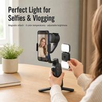 Luce LED Magnetica per Selfie e Videocamere d'Azione, 3 Temperature di Colore, Luminosità Regolabile, Alimentazione USB
