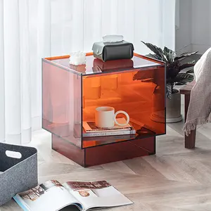 Fabrika toptan akrilik yan masa oturma odası mobilya ev dekor özelleştirilmiş pleksiglas yatak Sidetable akrilik konsol masa