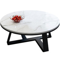 Table basse de luxe italienne minimaliste moderne rotative extensible pliable en acier inoxydable avec plateau en pierre pour salon TUOCHEN