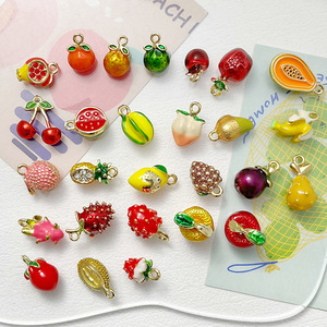 Breloques DIY pour boucles d'oreilles, colliers et chaînes de téléphone portable, pendentifs faits main en alliage en forme de fruits et légumes simulés, pendentifs de mode pour colliers - Product Image 3