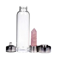 Bouteille d'eau en cristal de verre transparent d'énergie de prisme hexagonal naturel en gros