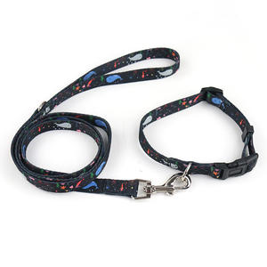 पर्यावरण के अनुकूल टिकाऊ आरामदायक पालतू कॉलर व्हेल पैटर्न प्यारा नीला मिलान कुत्ते कॉलर और छोटे से बड़े कुत्तों के लिए पट्टा - Product Image 4