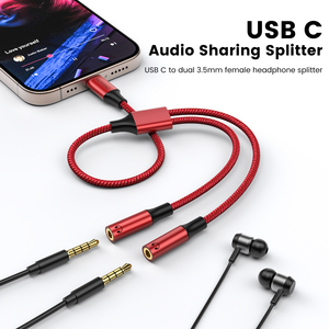 Type C Male To 2 3.5mm Female Headphone <strong>Audio</strong> Splitter 20cm AUX <strong>Jack</strong> Cable, Compatible With Pixel 7 6 By OEM ODM Manufacture - Product Image 6