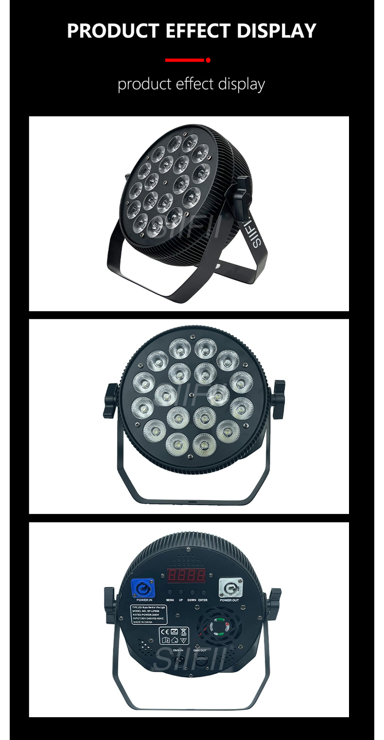 Professional 18-LED RGBW+UV Flat Par Light 4in1/5in1/6in1 for Live