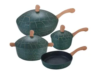 Popular 4 pcs Cute Tortoise Cookware Set Nonstick Pan Kitchen Cooking Pot Wok And Soup Pot Medical Stone Non-stick Fry Pan Sets