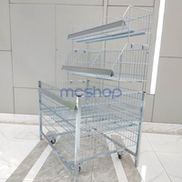 Table de promotion moderne personnalisée avec porte amovible, poubelle de vente au détail avec roues et panier
