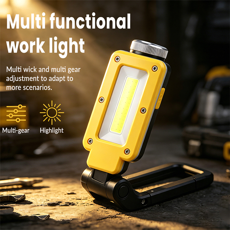 360° Rotatable COB LED Work Light, 1000 Lumens Rechargeable Magnetic Work Lamp with Hook for Car Repair Emergency Use