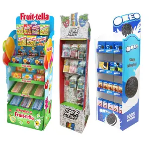 Présentoir en papier pour magasin de détail personnalisé pop Promotion de bonbons Présentoir en carton à crochets de supermarché recyclable