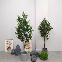 Tanaman Bonsai Jeruk Buatan Bunga Sutra-Dekorasi Rumah Pajangan Komersial Penarik Kekayaan Lanskap Miniatur Pernikahan Luar Ruangan